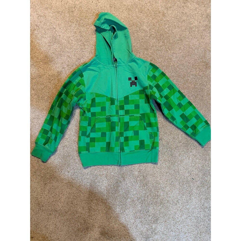 Boys Minecraft Zip Up Hoodie Size Medium Like New